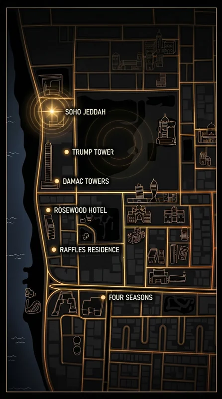 SOHO Jeddah location on the Jeddah Corniche